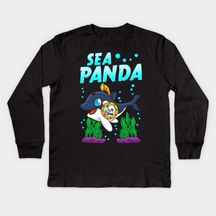 Sea Panda Cute Adorable Baby Orca Whale Pun Kids Long Sleeve T-Shirt